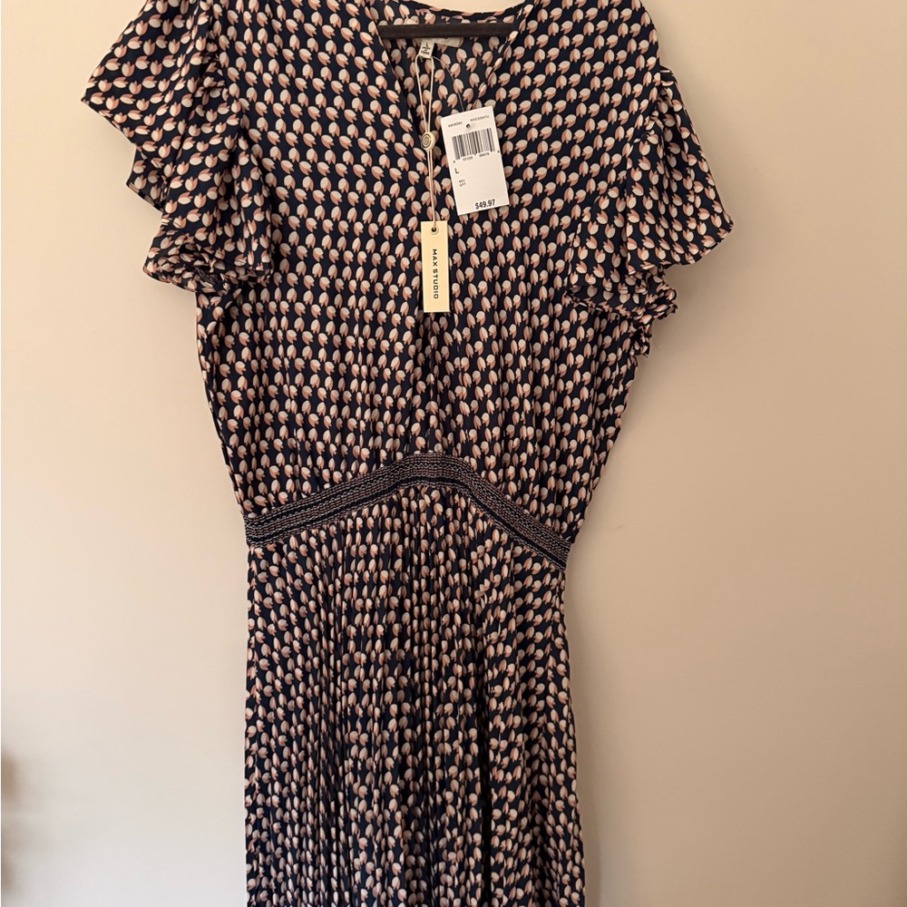 Max Studio Navy Patterned Dress